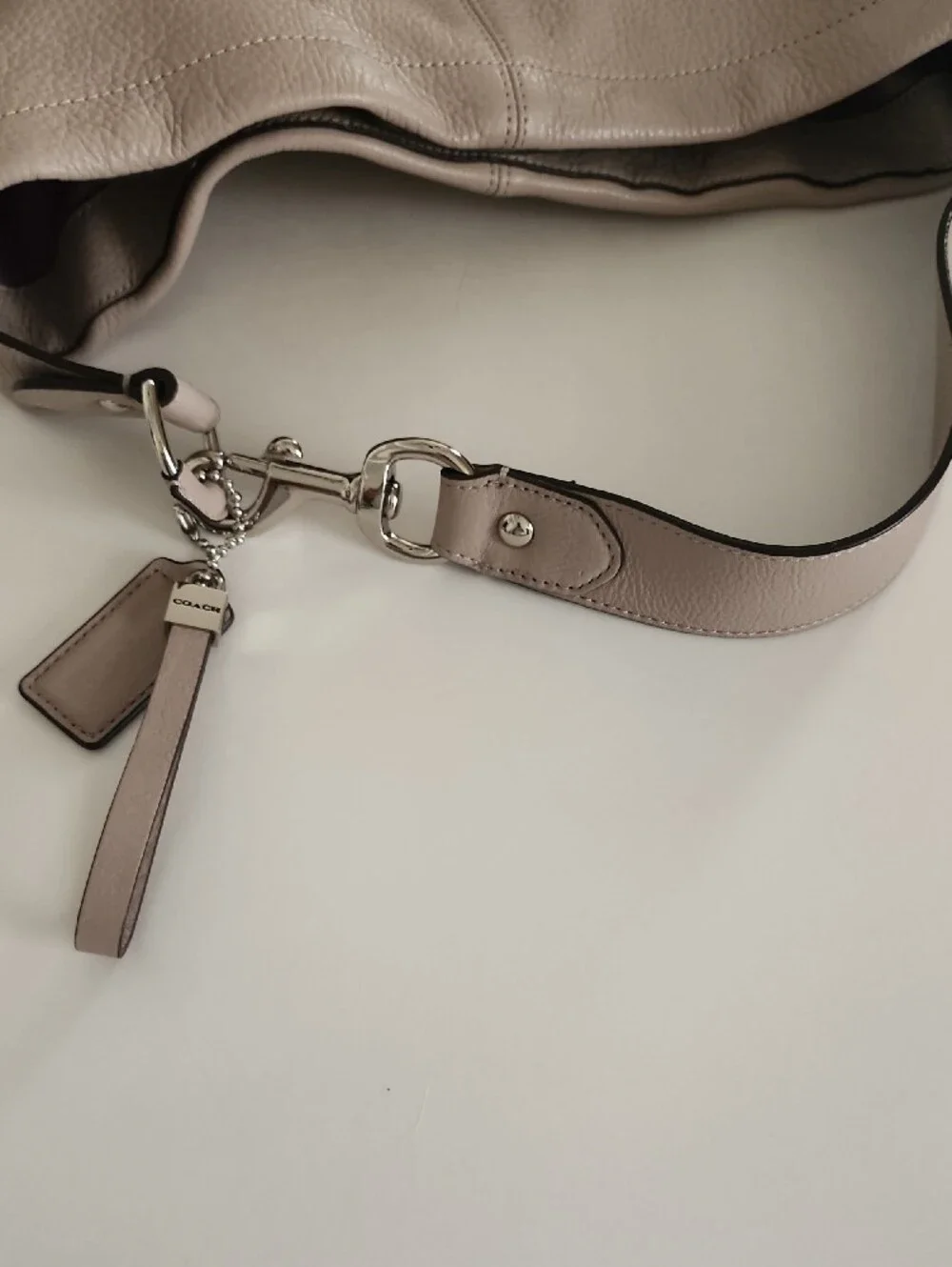 Coach Park Avery Pebbled Leather Shoulder Hobo in Light Taupe With Stud Detail